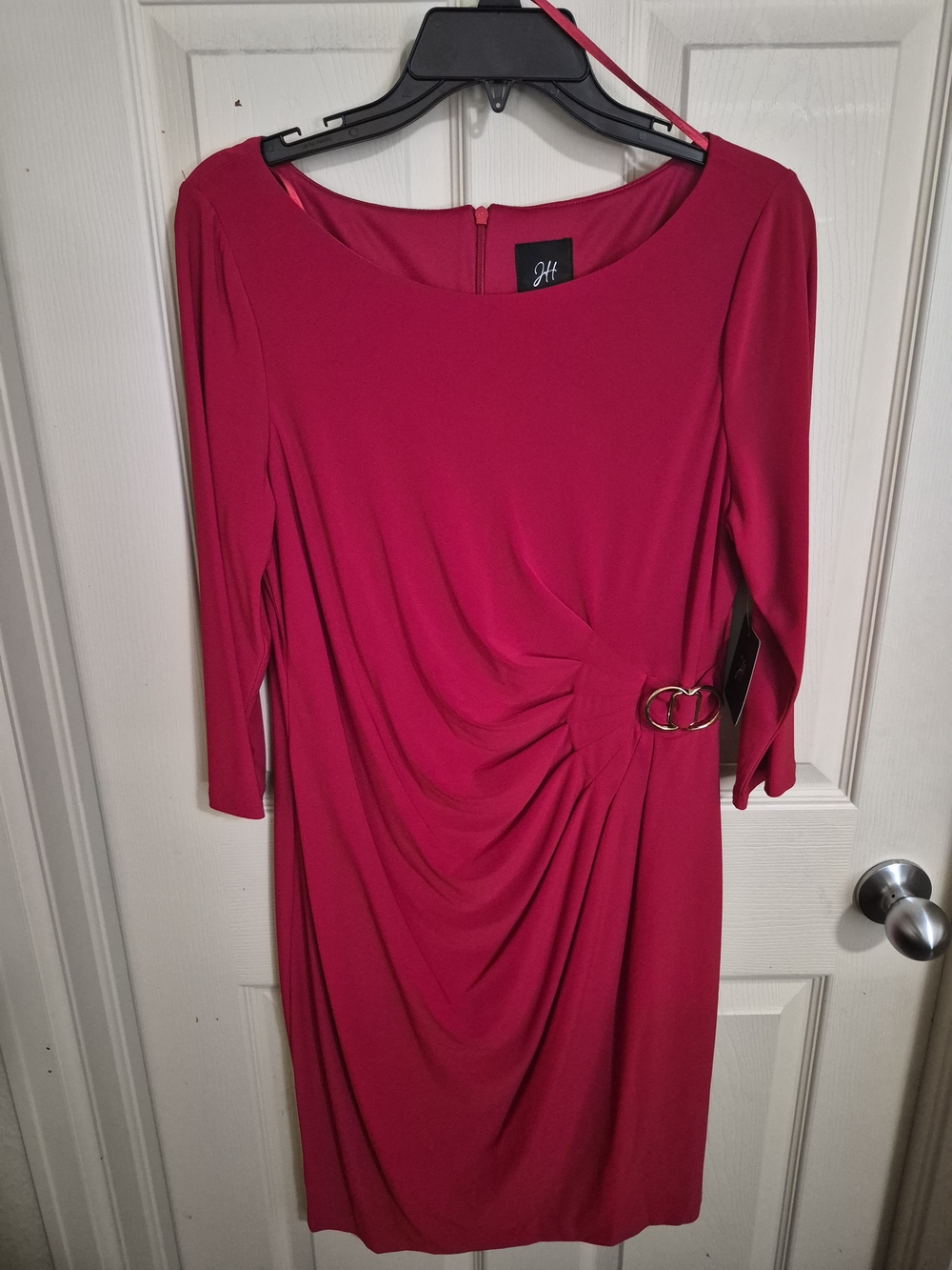 Fuchsia Ruched Waist Sheath Dress